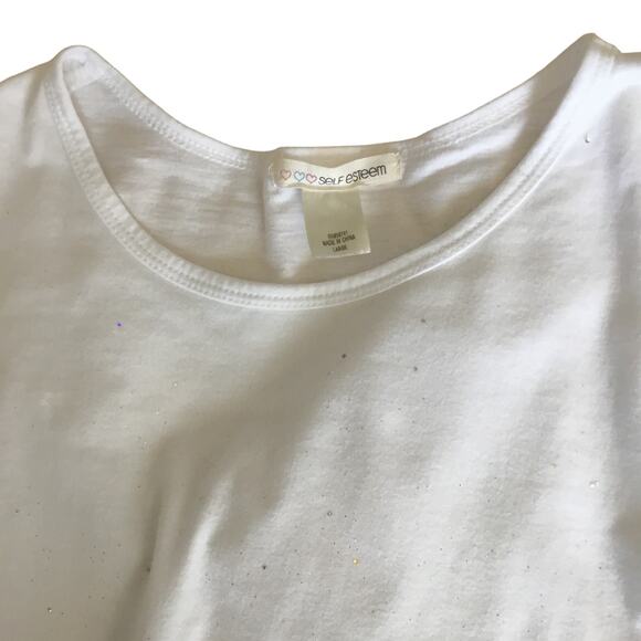 Self Esteem White Long Sleeve T-Shirt Vest Sequins Glitter Girls Size Large Set - Picture 8 of 12